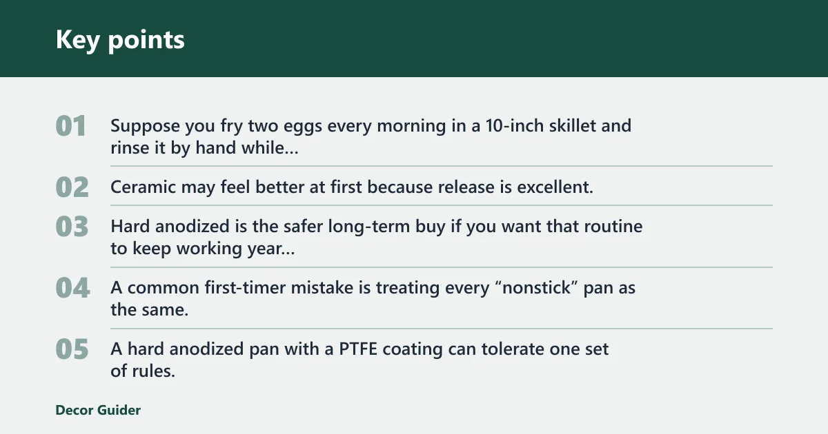 Key points: Cookware decision matrix