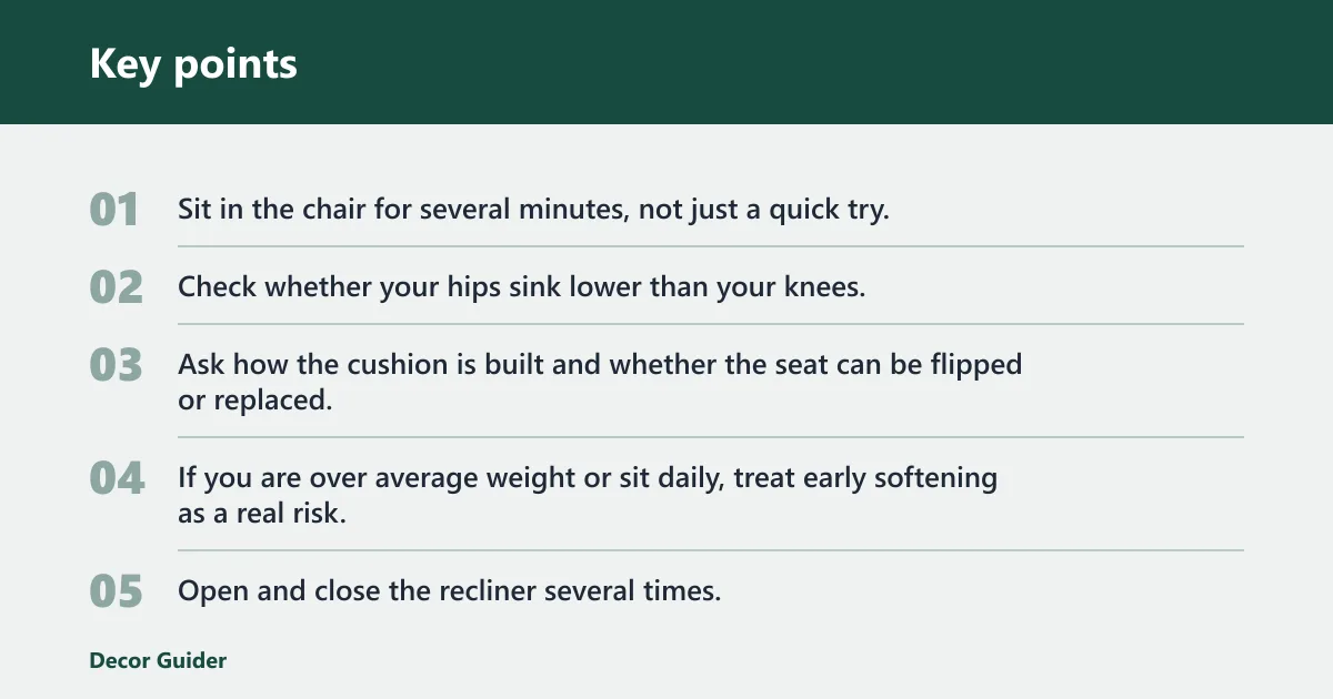 Key points: Havertys recliner buyer-risk checklist