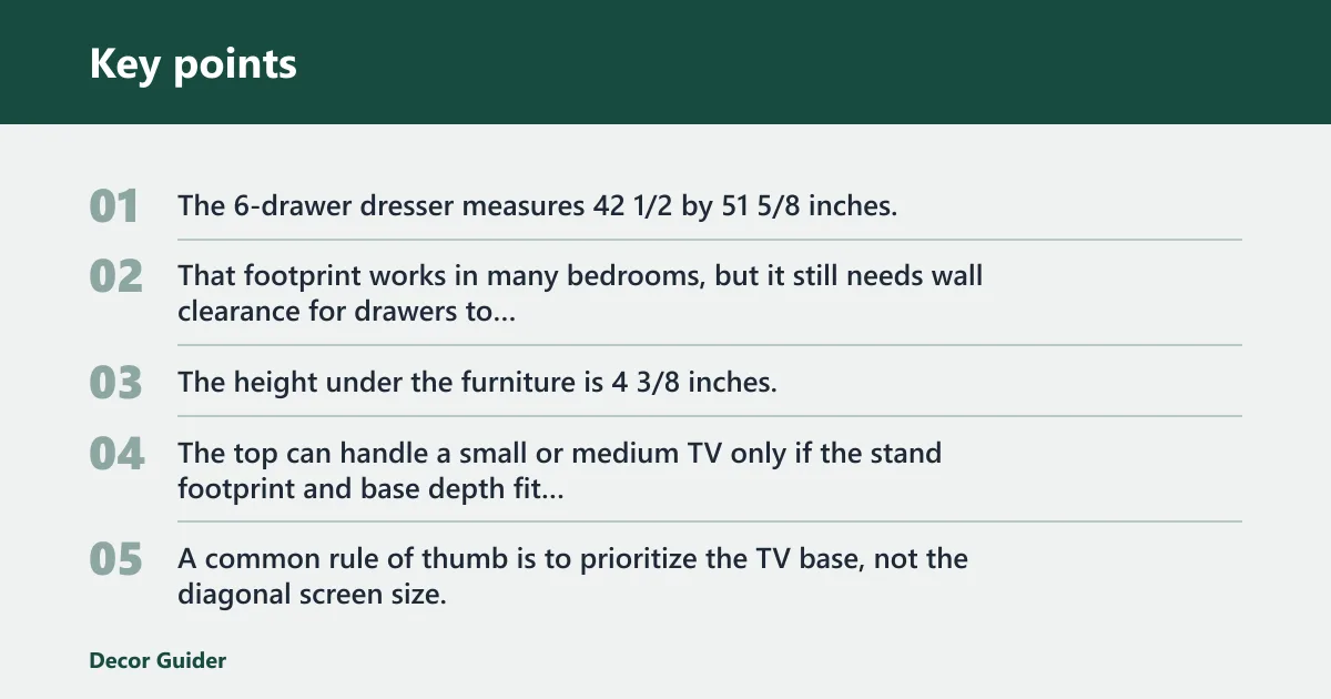Key points: What fits on top and inside?