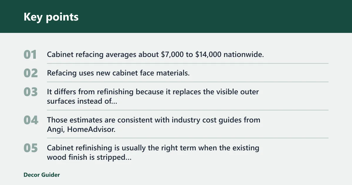 Key points: Is repainting cheaper than refacing or replacing?