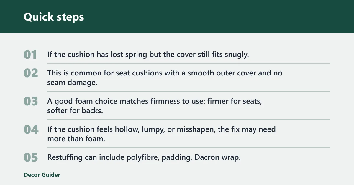 Quick steps: What is the cheapest fix for a sagging sofa cushion?