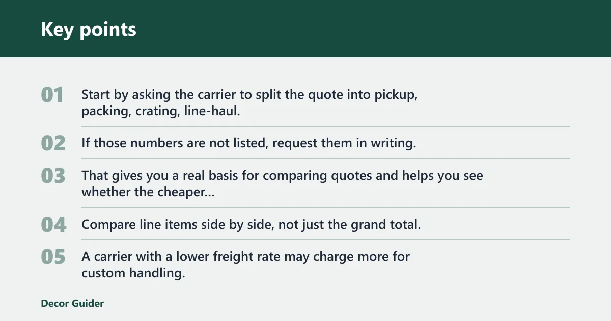 Key points: Cabinet shipping worksheet