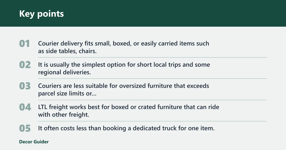 Key points: Which shipping method fits your furniture?