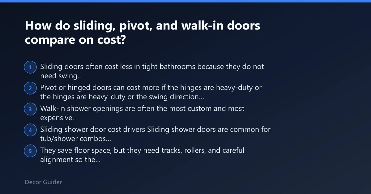 Steps: How do sliding, pivot, and walk-in doors compare on cost?