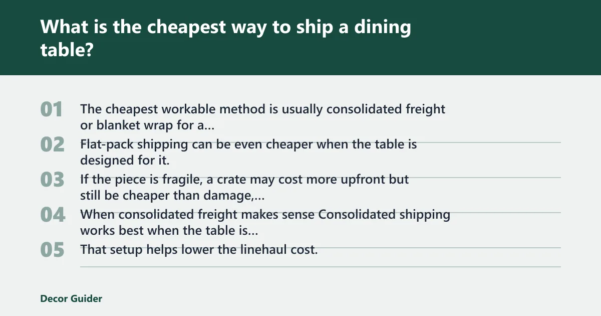 Steps: What is the cheapest way to ship a dining table?
