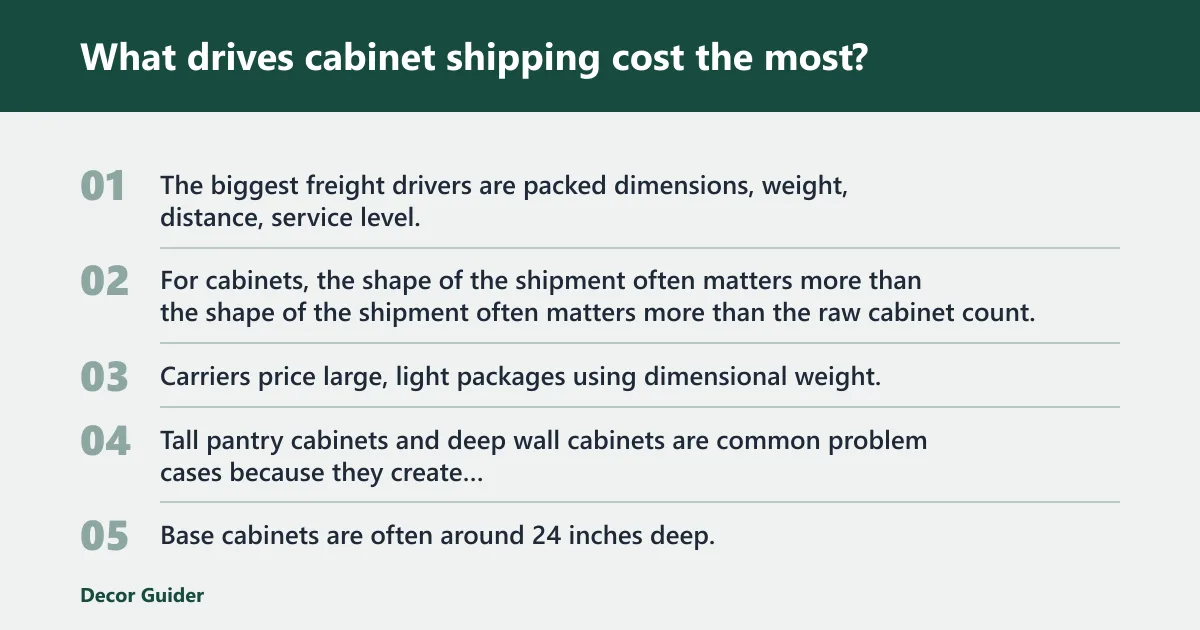 Steps: What drives cabinet shipping cost the most?