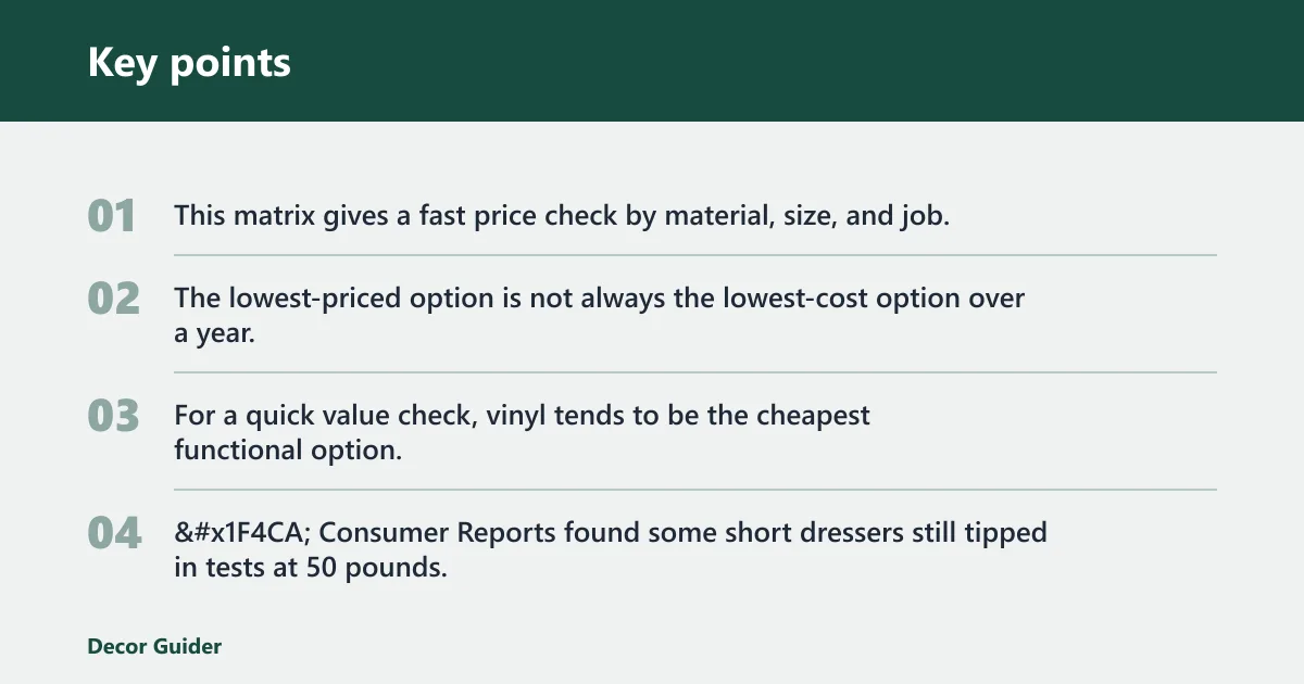 Key points: Dresser protector cost matrix