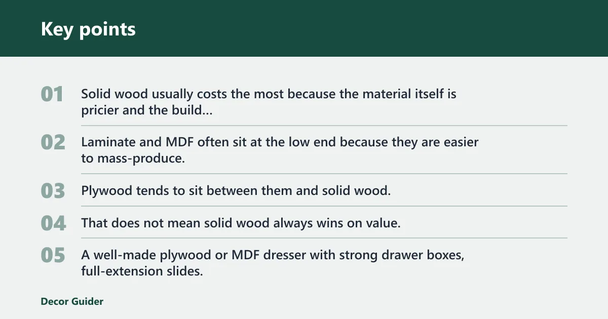 Key points: What makes dressers more expensive?