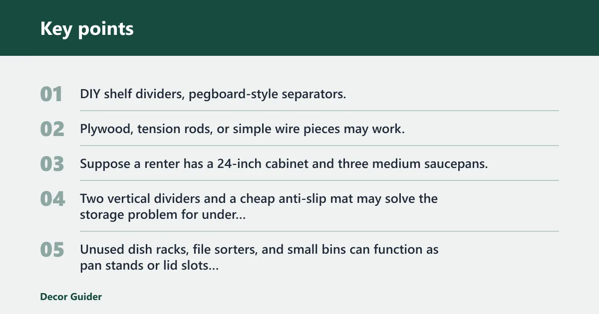 Key points: What is the cheapest way to organize pots and pans?