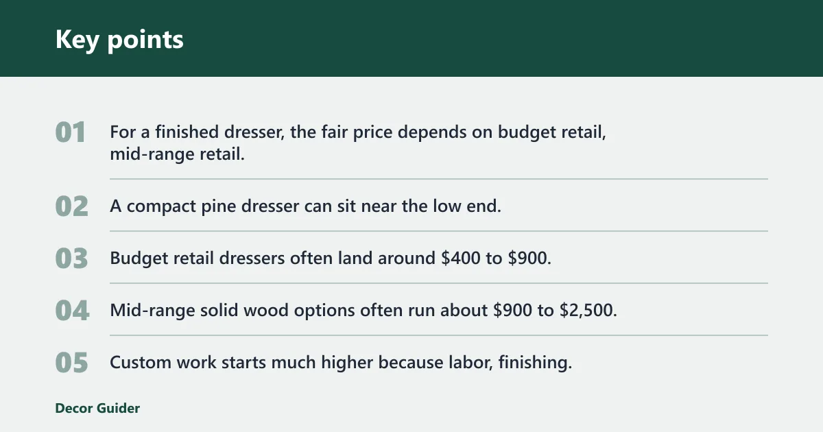 Key points: Solid wood dresser price guide