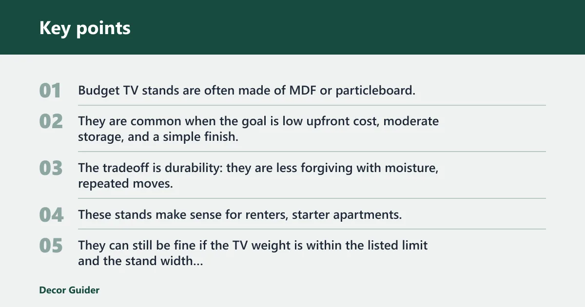 Key points: Which material fits your budget?