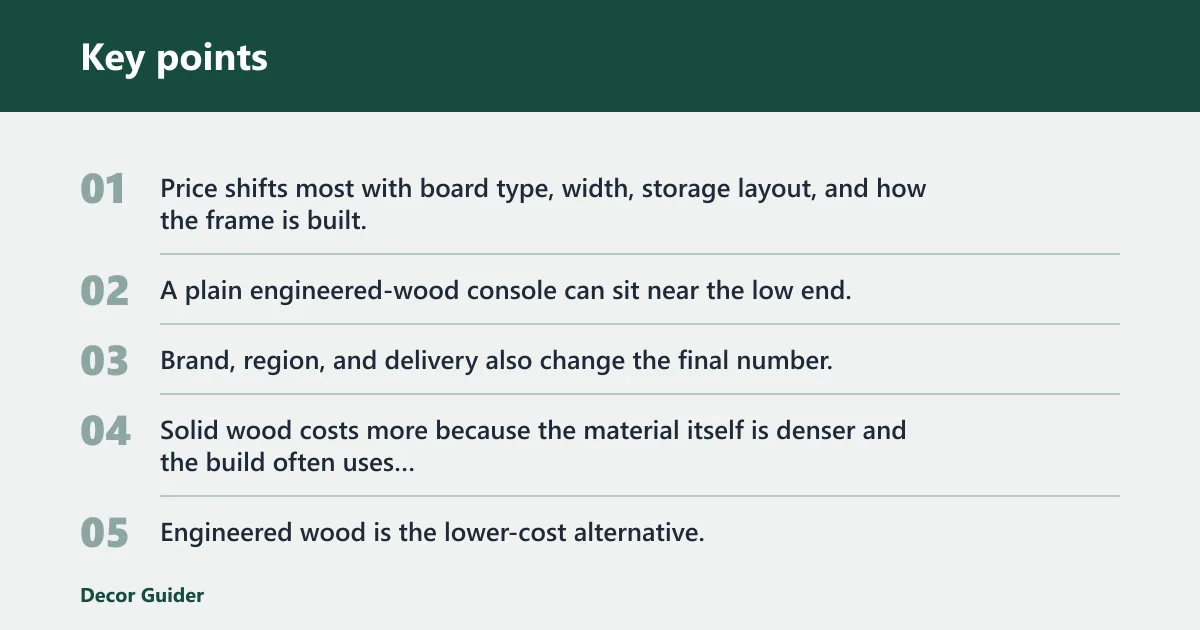 Key points: What drives wooden TV stand prices?