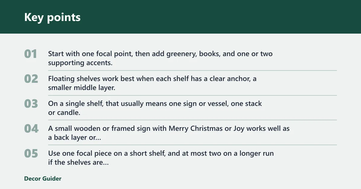 Key points: What to put on floating shelves for Christmas