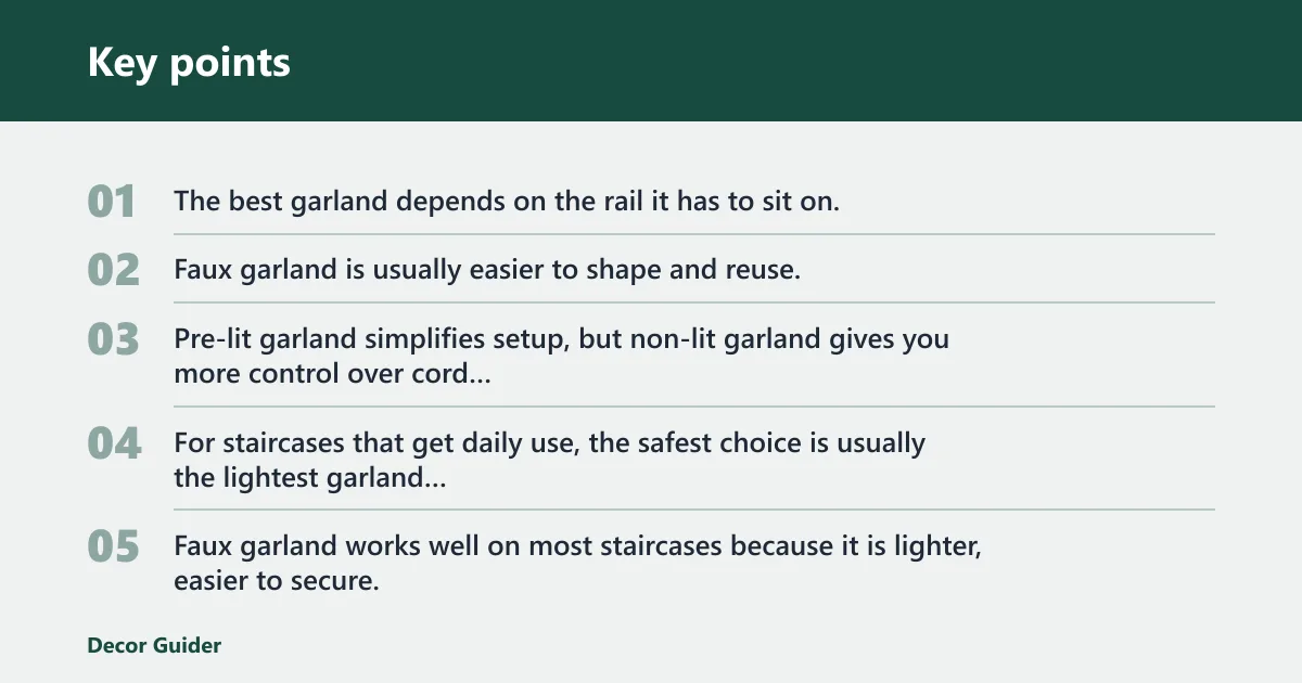 Key points: Choose the right garland for your banister