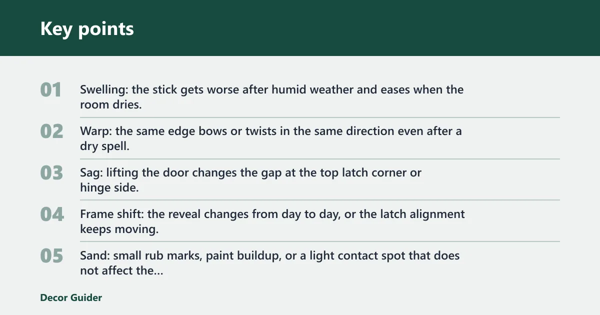 Key points: Summer door sticking decision tree