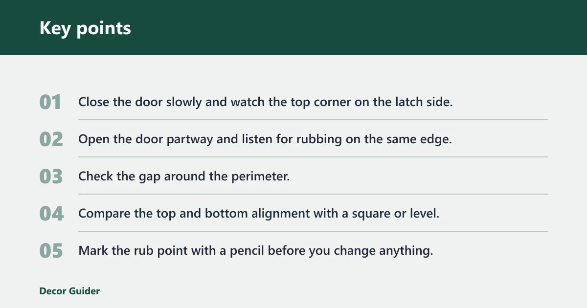 Key points: Top-corner rub checklist