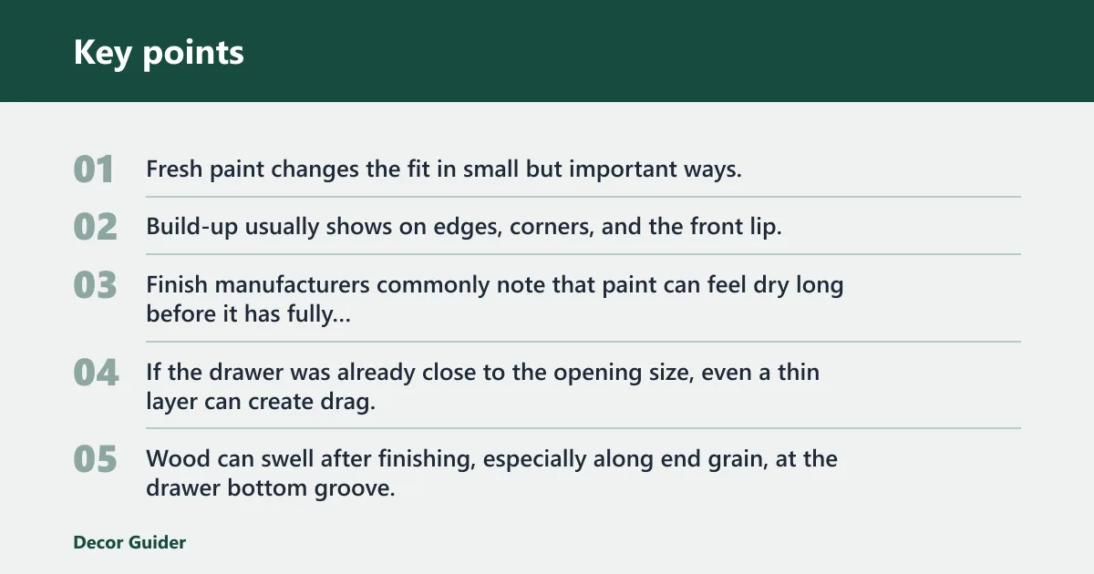 Key points: Why the drawer tightened after paint