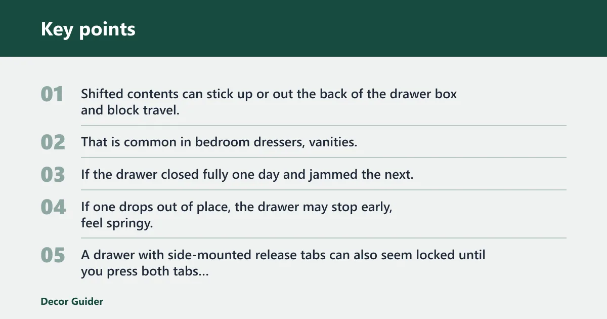 Key points: What causes a stuck drawer?