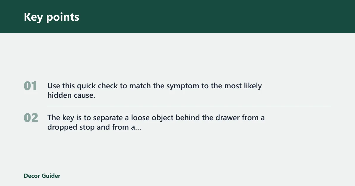 Key points: Drawer obstruction checklist