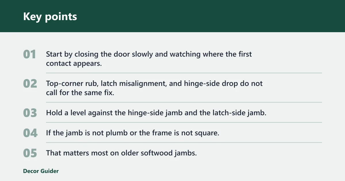 Key points: Why is my interior door sagging at the top corner?