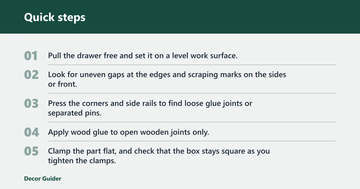 Quick steps: How do you fix a warped dresser drawer?