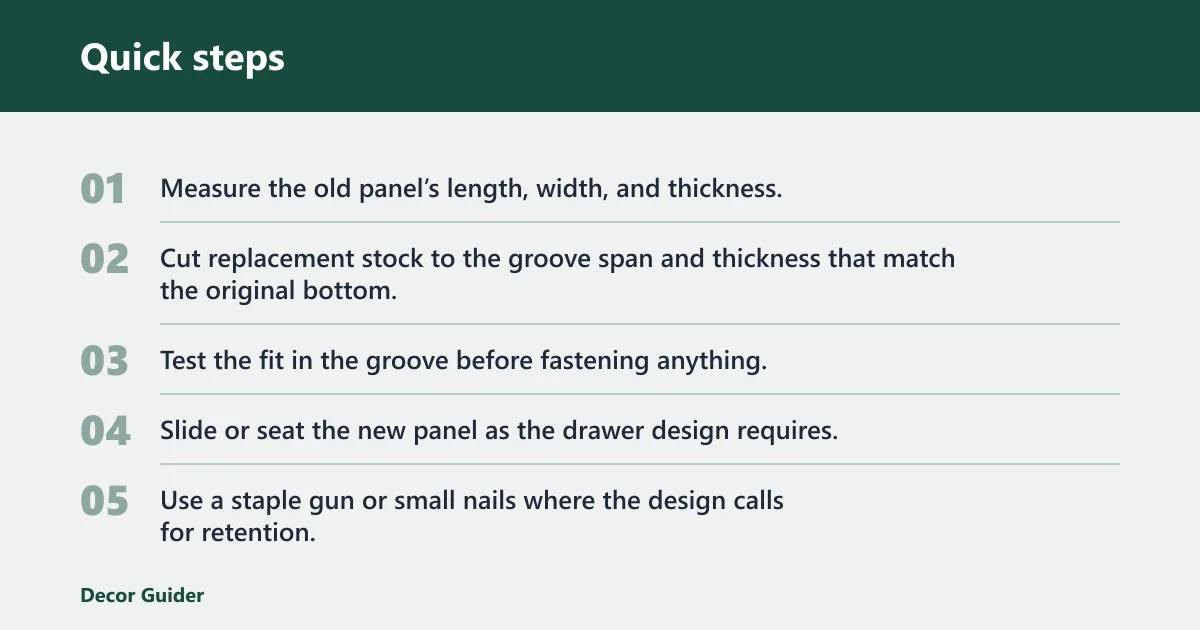 Quick steps: How do you fix a warped dresser drawer bottom?