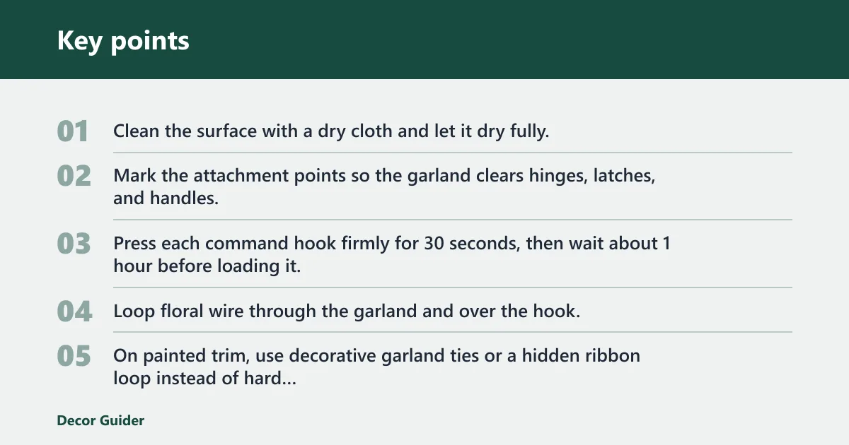 Key points: How do you hang garland around a door without damage?