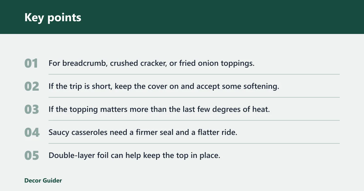 Key points: How do you protect texture and toppings?