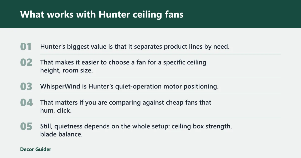 Steps: What works with Hunter ceiling fans