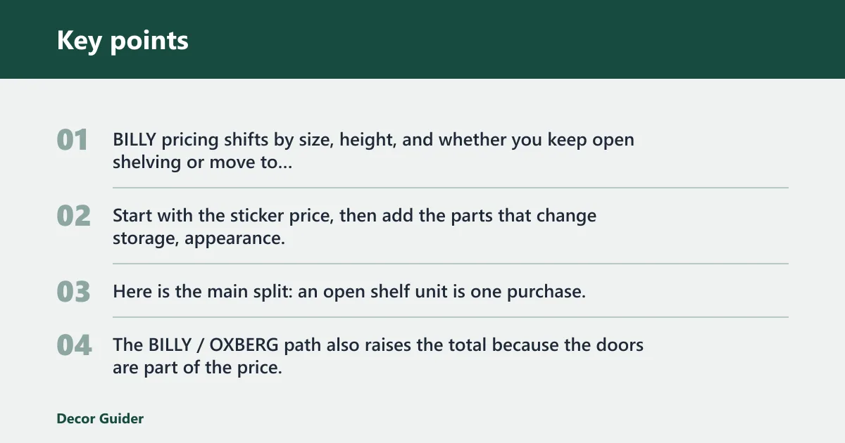 Key points: IKEA BILLY bookcase cost at a glance