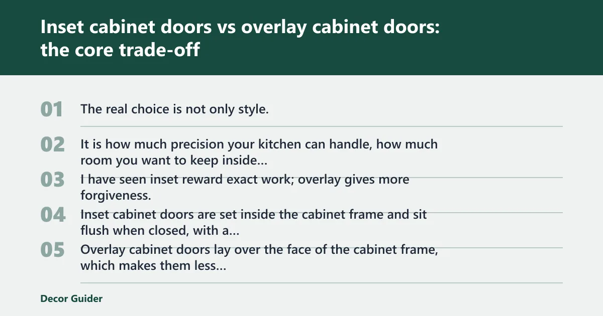 Steps: Inset cabinet doors vs overlay cabinet doors: the core trade-off