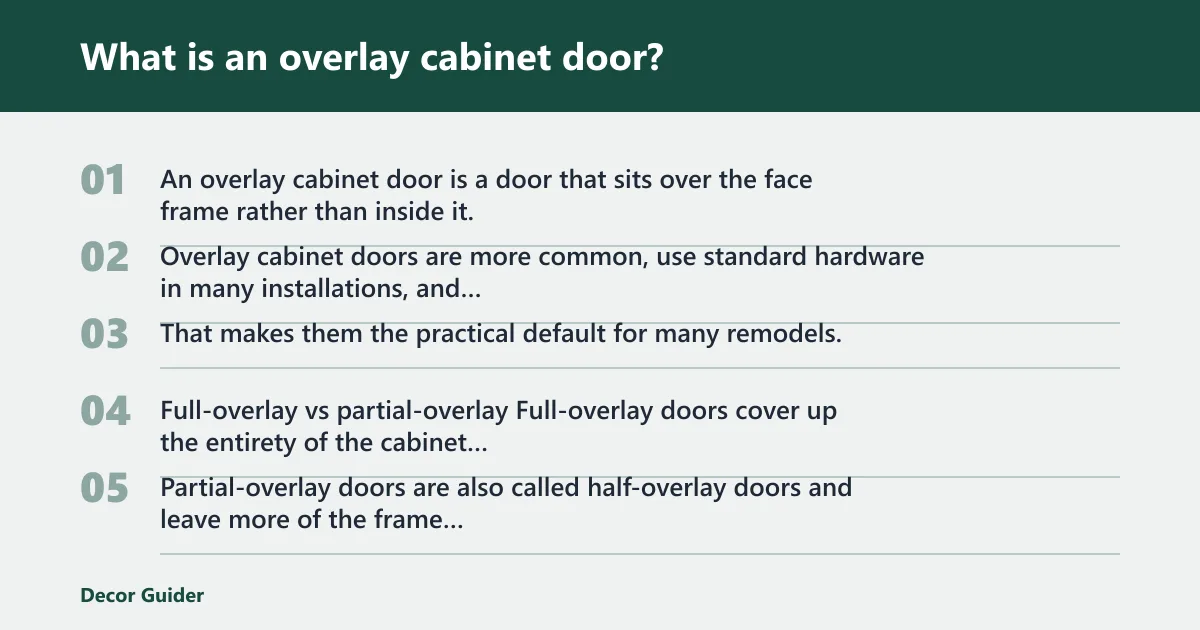 Steps: What is an overlay cabinet door?