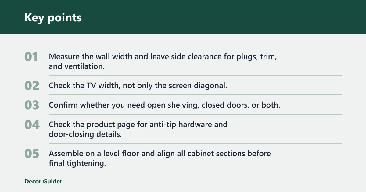 Key points: Storage, assembly, and safety