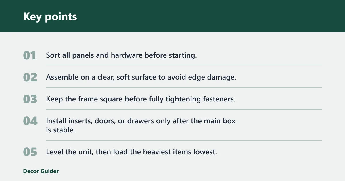 Key points: Assembly, anchoring, and reassembly