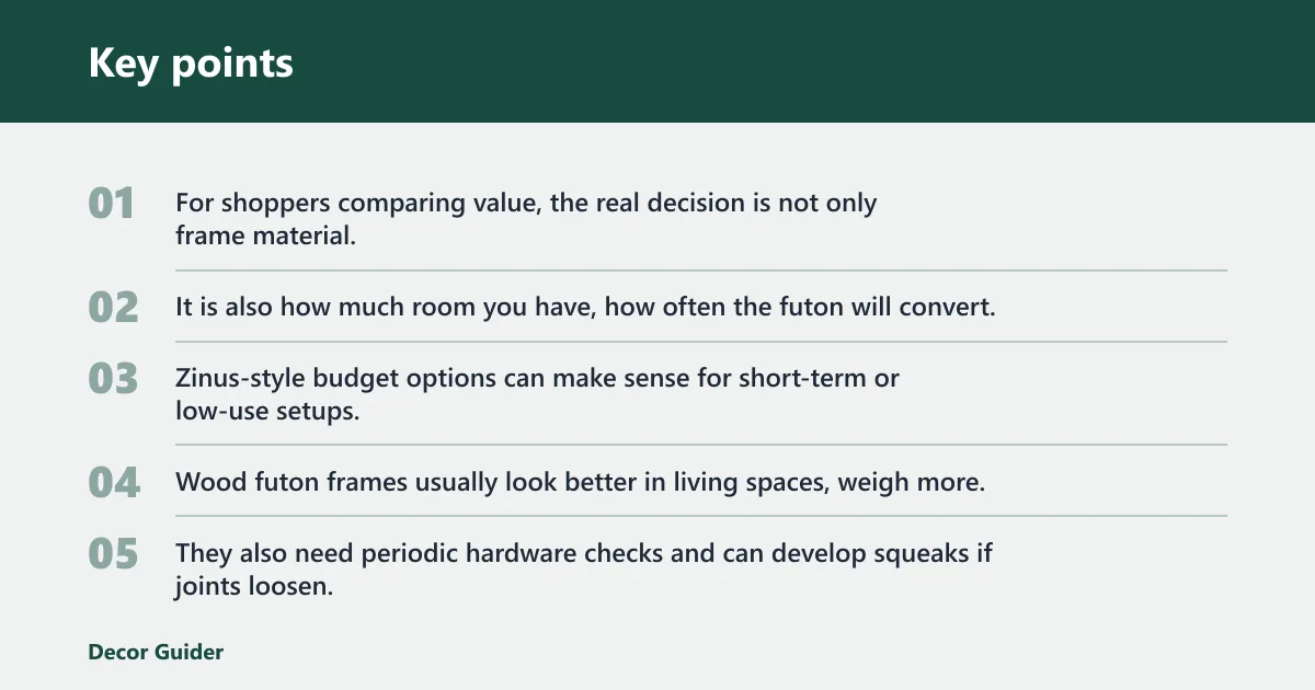 Key points: Is KD Frames better than DHP or Zinus?