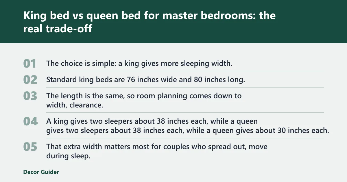 Steps: King bed vs queen bed for master bedrooms: the real trade-off