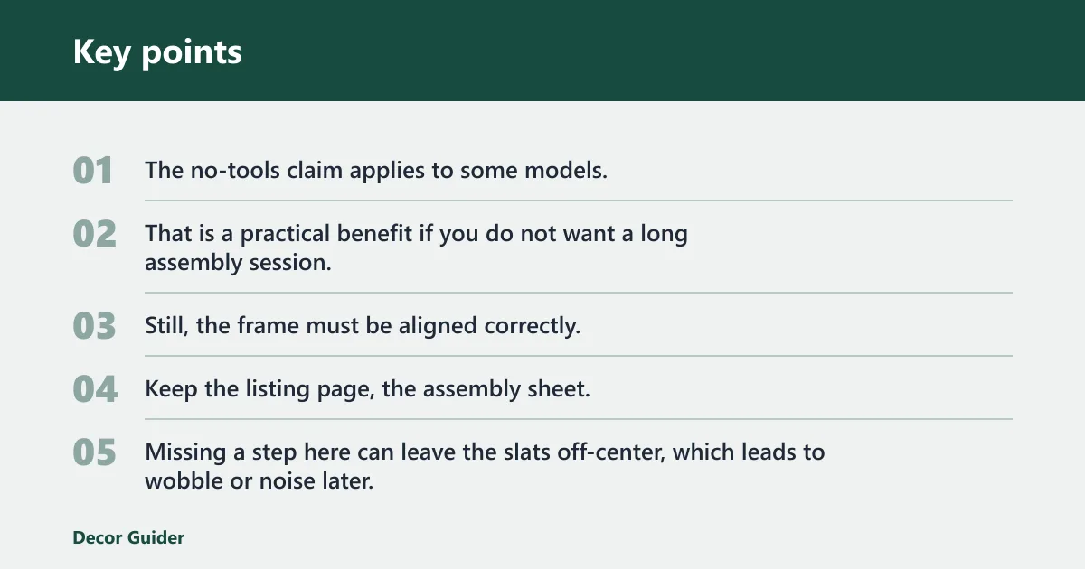 Key points: Assembly, drawers, and daily use