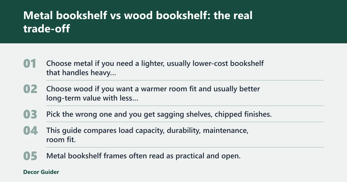 Steps: Metal bookshelf vs wood bookshelf: the real trade-off