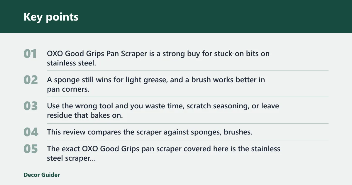 Key points: Verdict on the OXO Good Grips pan scraper