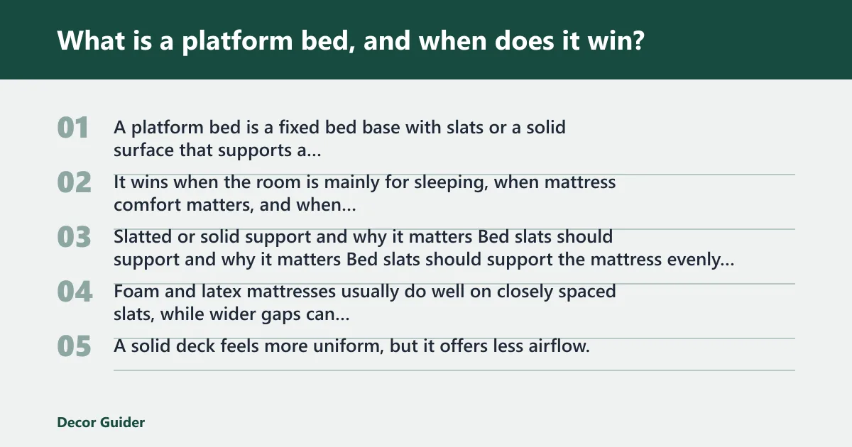 Steps: What is a platform bed, and when does it win?