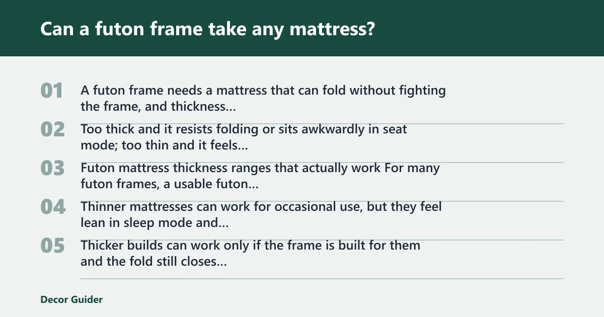 Steps: Can a futon frame take any mattress?