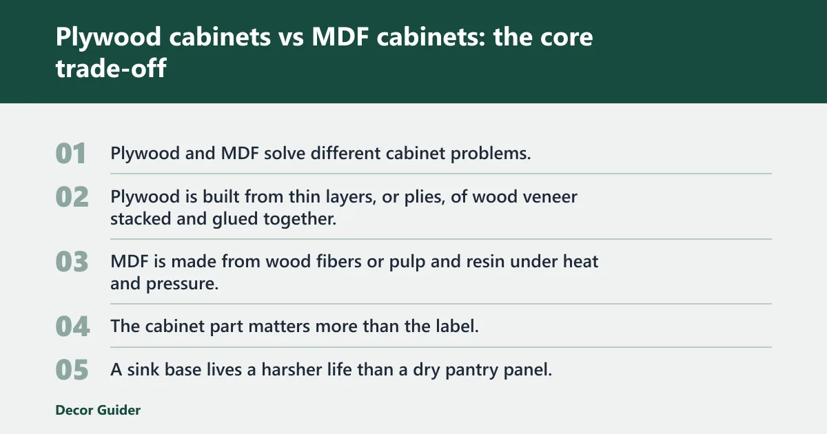 Steps: Plywood cabinets vs MDF cabinets: the core trade-off