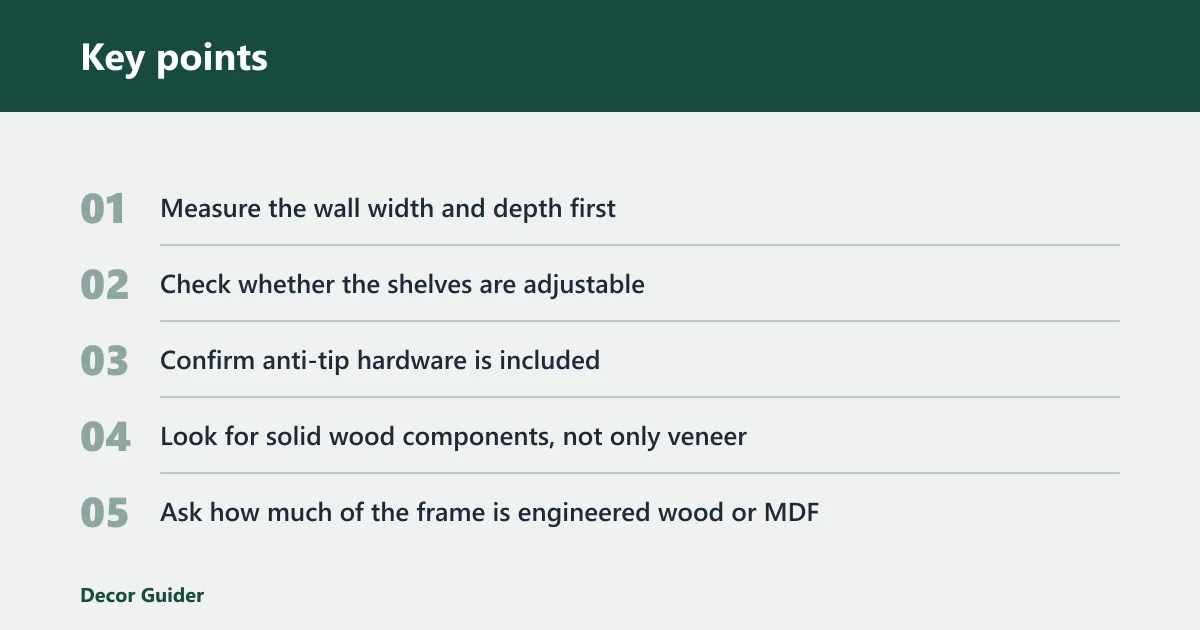 Key points: Pottery Barn bookshelf buyer checklist
