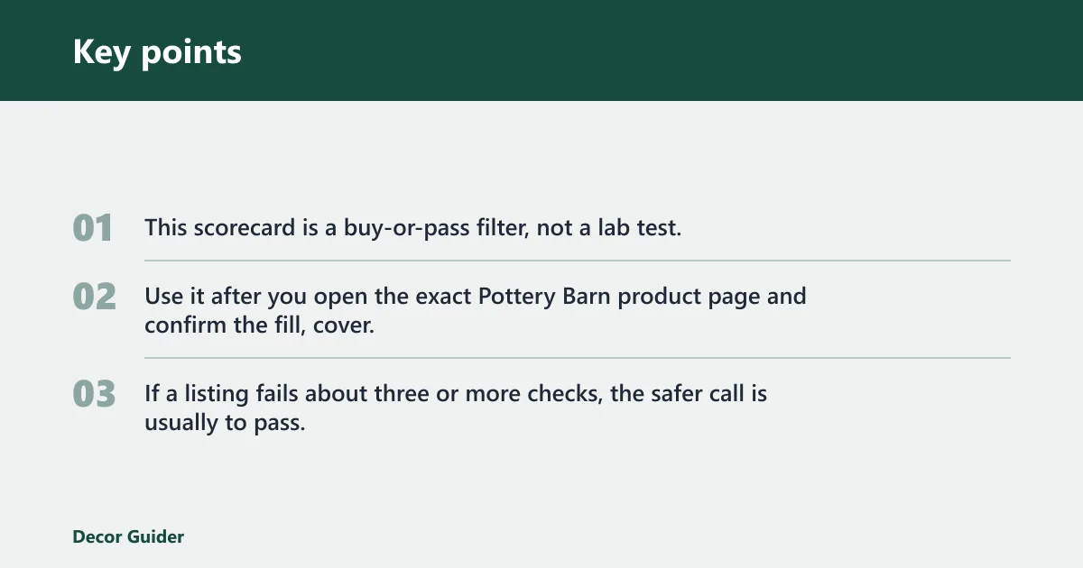 Key points: Pouf scorecard