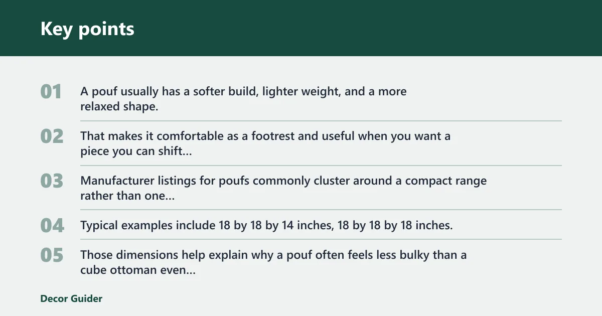 Key points: Pouf vs cube ottoman: the core trade-off