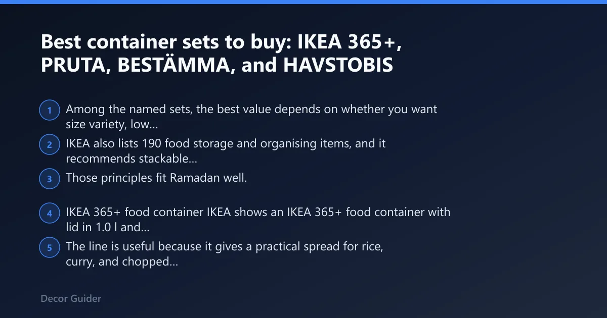 Steps: Best container sets to buy: IKEA 365+, PRUTA, BESTÄMMA, and HAVSTOBIS