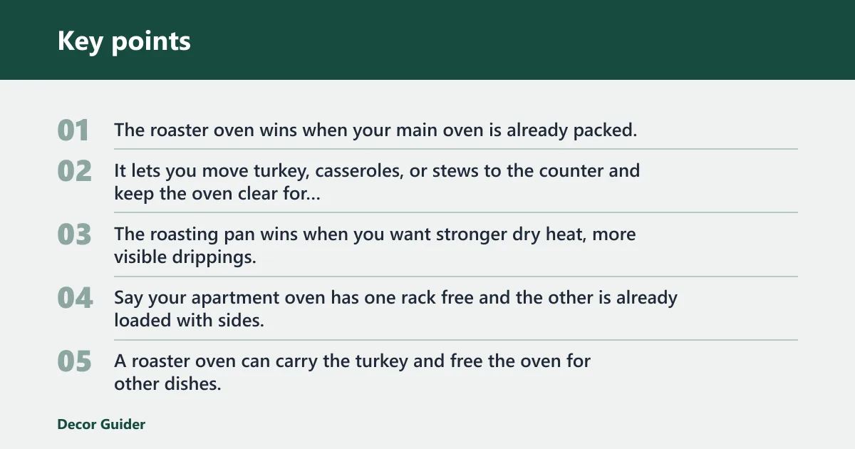 Key points: Roaster oven vs roasting pan