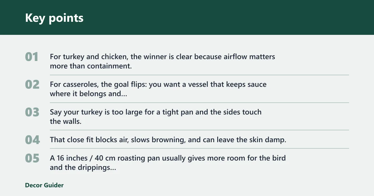 Key points: Roasting pan decision table