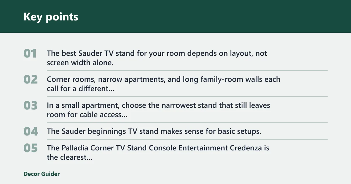 Key points: Which Sauder TV stand fits your room best?