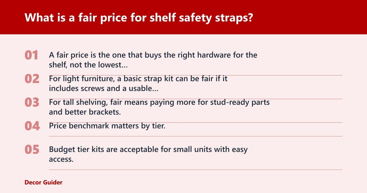 Steps: What is a fair price for shelf safety straps?